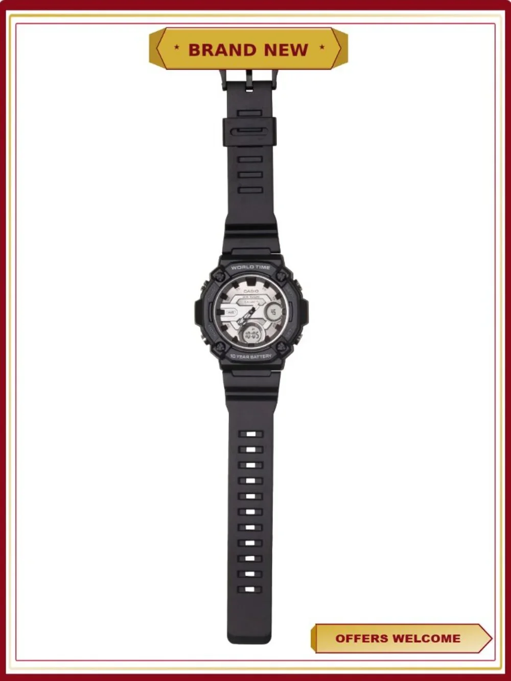 Mens Chronograph Wristwatch 100M Water Resistant 10-Yr Battery